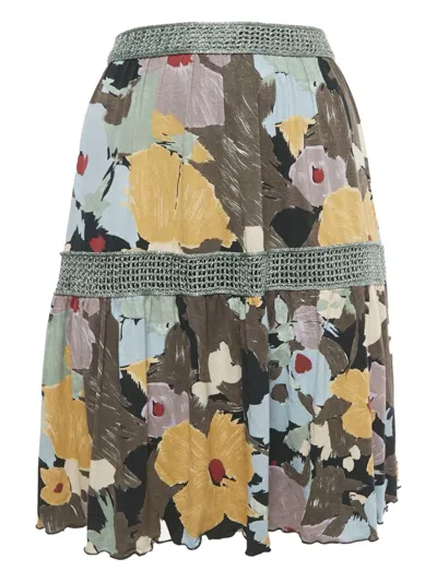Pre-owned Missoni Crochet-trim Mini Skirt In Brown