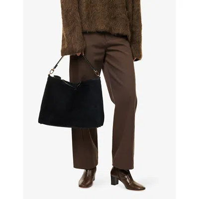 Totême Womens Black Bevel Medium Suede Tote Bag In Black