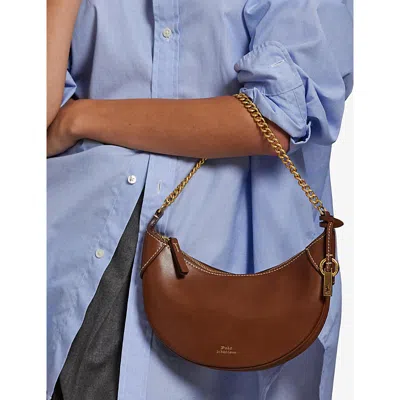 Polo Ralph Lauren Womens Cuoio Curved Leather Cross-body Bag In Brown
