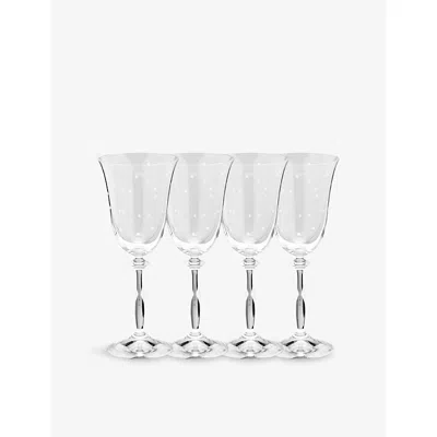 Anna + Nina White Starry Eve Wine Glass Set Of Four 12.5cm In Transparent
