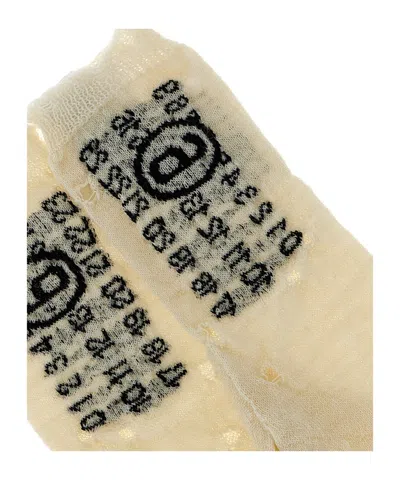 Mm6 Maison Margiela Numeric Signature Gloves Featuring Graphic Print In Neutral