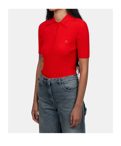 Courrèges Short-sleeved Polo Shirt In Red