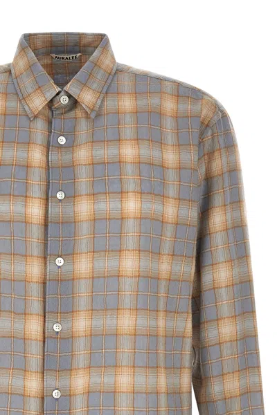 Auralee Plaid Shirt In Brown