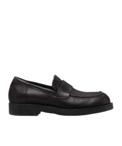 Mm6 Maison Margiela Black Calf Leather Bos Taurus Slip-on Loafers