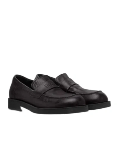 Mm6 Maison Margiela Black Calf Leather Bos Taurus Slip-on Loafers