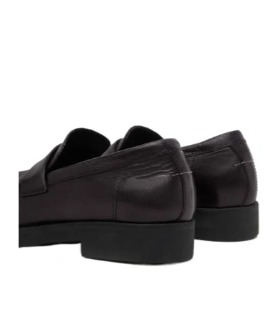 Mm6 Maison Margiela Black Calf Leather Bos Taurus Slip-on Loafers