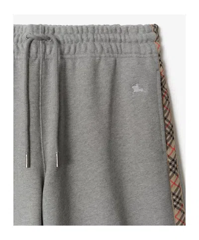 Burberry Wide-leg Checked Band Drawstring Trousers In Gray