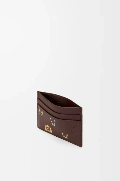 Loewe Cats Plain Cardholder In Classic Calfskin In Brown