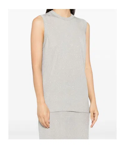 Tom Ford Sequin-embellished Ribbed Tank Top In Gray