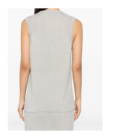 Tom Ford Sequin-embellished Ribbed Tank Top In Gray