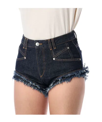 Isabel Marant Étoile Eneidala Denim High Waist Shorts Pockets In Blue