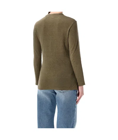 Isabel Marant Étoile Lucy Serafino Long Sleeves Round Neck Tshirt In Brown