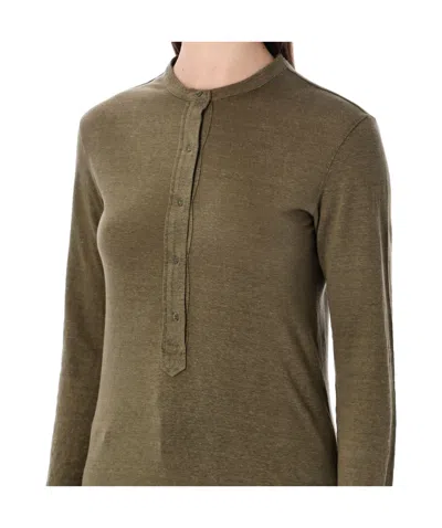Isabel Marant Étoile Lucy Serafino Long Sleeves Round Neck Tshirt In Brown