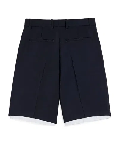 Jil Sander Double-layer Wool Shorts In Blue