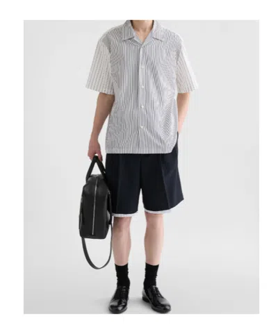 Jil Sander Double-layer Wool Shorts In Blue