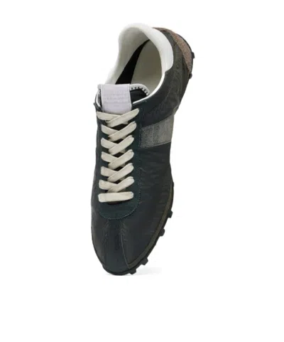 Maison Margiela Sneakers Sprinters In Suede And Leather With Vintage Finish In Black