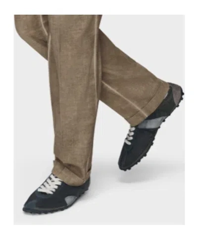 Maison Margiela Sneakers Sprinters In Suede And Leather With Vintage Finish In Black