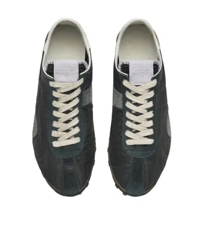 Maison Margiela Sneakers Sprinters In Suede And Leather With Vintage Finish In Black