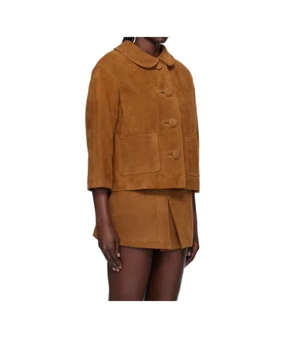 Marc Jacobs Doll Suede Casual Jacket In Brown