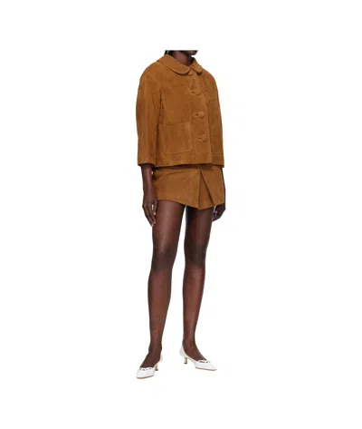 Marc Jacobs Doll Suede Casual Jacket In Brown