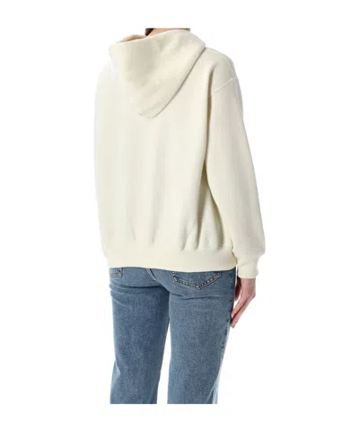 Polo Ralph Lauren Bear Hoodie Top Graphic Print Ribbed Cuffs In White