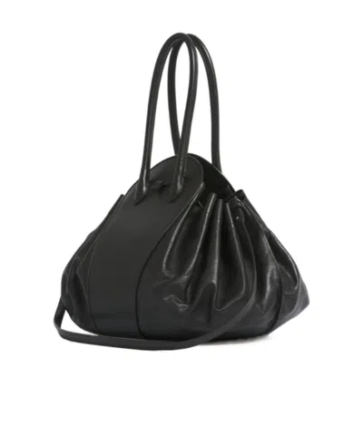 Marni Logo Stamped Tulipea Large Handbag In Black