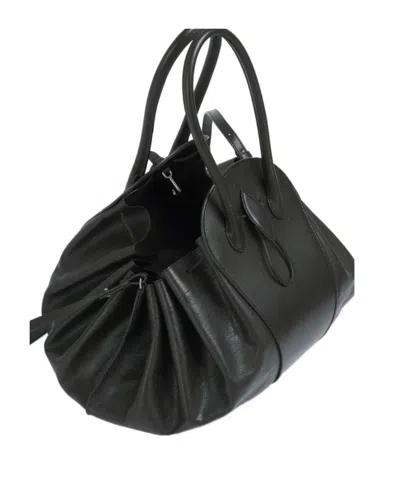 Marni Logo Stamped Tulipea Large Handbag In Black