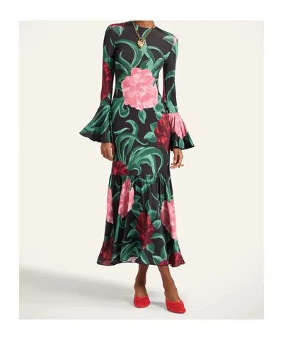 La Doublej La Double J Alba Floral-print Stretch-jersey Midi Dress In Multi