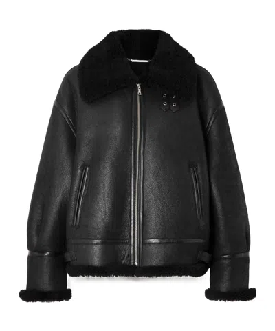 Nour Hammour Portia Shearling Jacket In Black
