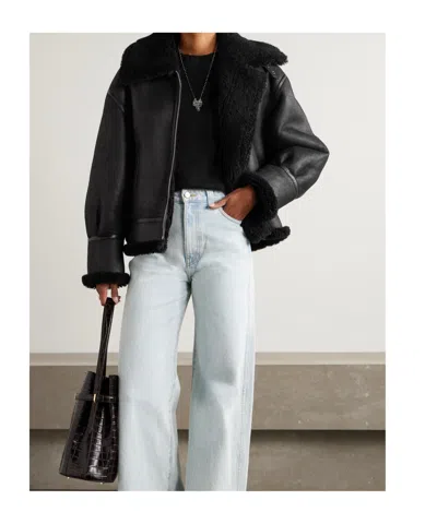 Nour Hammour Portia Shearling Jacket In Black