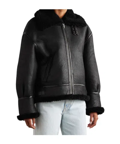 Nour Hammour Portia Shearling Jacket In Black