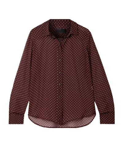 Nili Lotan Gaia Polka-dot Silk Crepe De Chine Shirt In Brown
