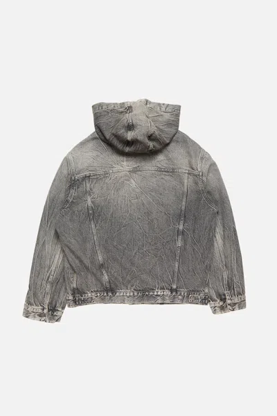 Acne Studios Hooded Denim Jacket Washed Black In Black