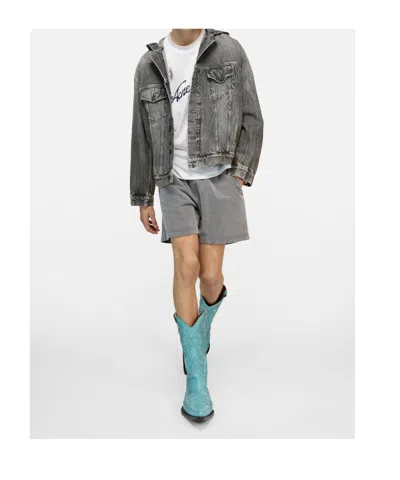 Acne Studios Hooded Denim Jacket Washed Black In Black