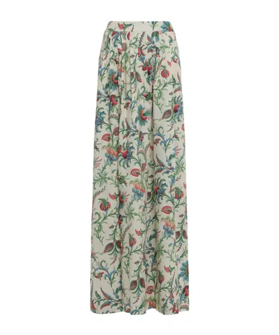 Etro Pleated Floral-motif Maxi Skirt In Multi