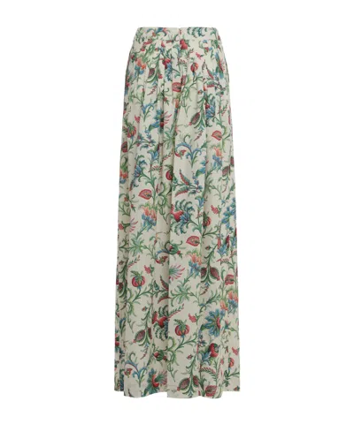 Etro Pleated Floral-motif Maxi Skirt In Multi