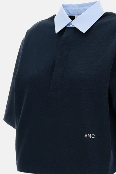 Stella Mccartney Cropped Piquet Polo In Blue