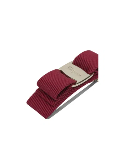 Ferragamo Vara Ribbed Bow Detail Hair Clips In Red