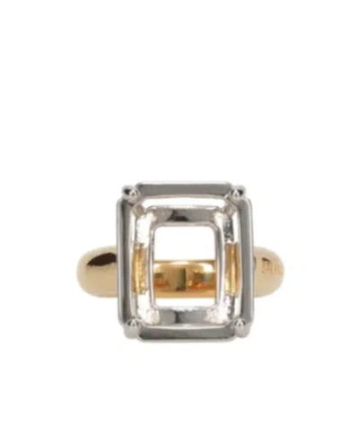 Balenciaga Square Frame Ring In Gold