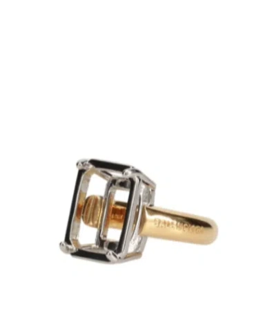 Balenciaga Square Frame Ring In Gold