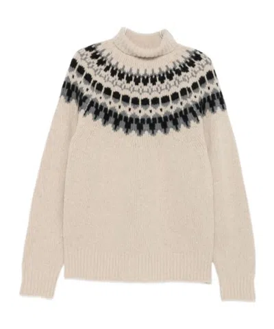 Barena Venezia Patterned Roll-neck Sweater In Brown