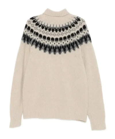 Barena Venezia Patterned Roll-neck Sweater In Brown