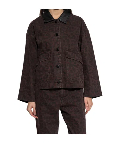 Rag & Bone Natalia Leopad Print Cotton Jacket In Brown