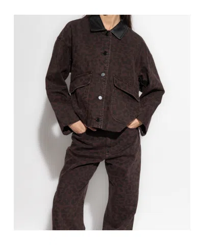 Rag & Bone Natalia Leopad Print Cotton Jacket In Brown