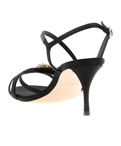 Roger Vivier Strass Sandals Slingback Straps Mini Flowers In Black