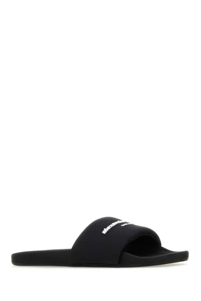 Alexander Wang Padded Logo Pool Slide Sandals Shoes In Black