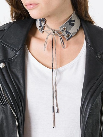 Shop Manokhi Mira Camouflage Print Choker Necklace In Grey