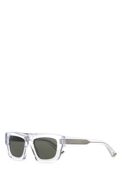 Gucci Rectangular Sunglasses Transparent Frame In Gray