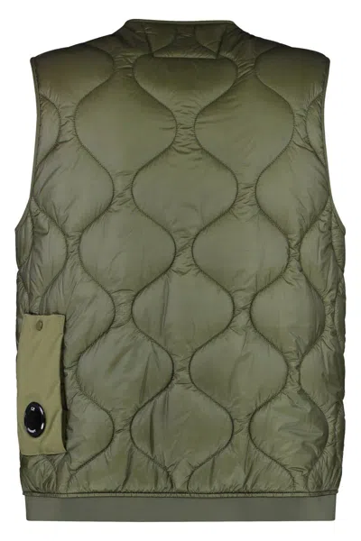 C.p. Company C.p.company Full Zip Down Vest In Green