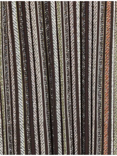 Missoni Long Dress With V-neck And Herringbone Stripe Knit In Multi